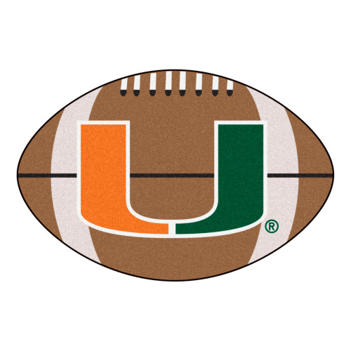 20.5" x 32.5" Brown and Orange NCAA University of Miami Hurricanes Football Shape Mat - IMAGE 1