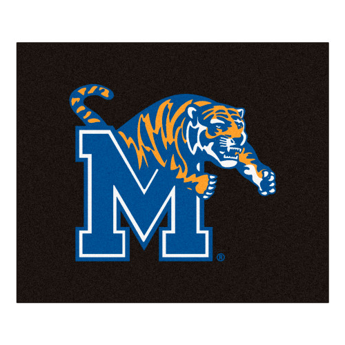 59.5" x 71" Blue and White NCAA University of Memphis Tigers Tailgater Mat Rectangular Area Rug - IMAGE 1