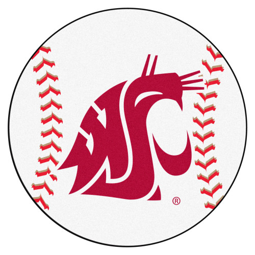 27" White and Red NCAA Washington State University Cougars Baseball Mat - IMAGE 1