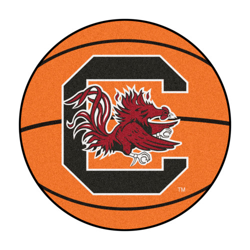 27" Orange and Red NCAA University of South Carolina Gamecocks Basketball Round Area Rug - IMAGE 1