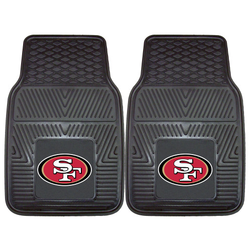 Set of 2 Black and Red NFL San Francisco 49ers Car Mats 17" x 27" - IMAGE 1