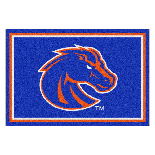 4.9' x 7.3' Blue and Orange Contemporary NCAA Boise State University Broncos Rectangular Area Rug - IMAGE 1
