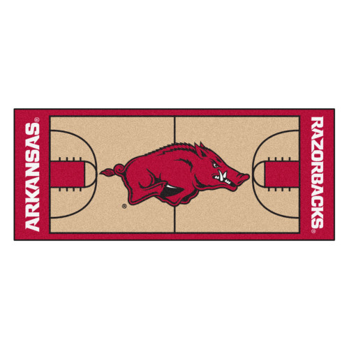 30" x 72" Red and Brown NCAA University of Arkansas Razorbacks Basketball Area Rug Runner - IMAGE 1