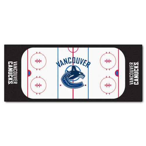 30" x 72" Black and Red NHL Vancouver Canucks Rink Non-Skid Mat Area Rug Runner - IMAGE 1