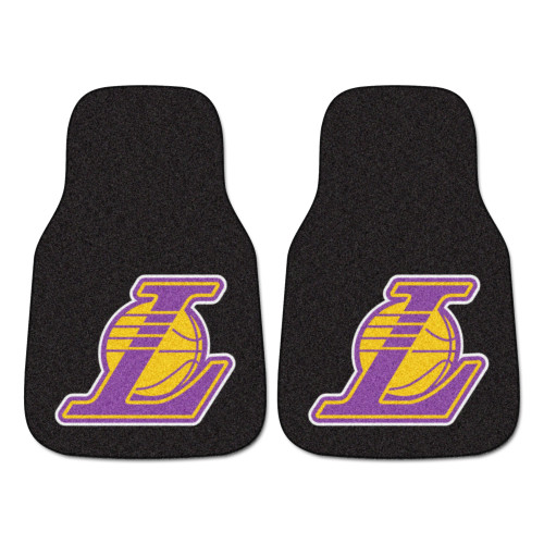 Set of 2 Black and Purple NBA Los Angeles Lakers Front Carpet Car Mats 17" x 27" - IMAGE 1