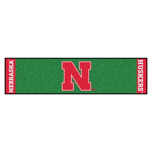 18" x 72" Green and Red NCAA University of Nebraska Blackshirts Cornhuskers Golf Putting Mat - IMAGE 1