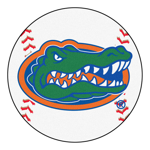 27" White and Green NCAA University of Florida Gators Baseball Mat - IMAGE 1
