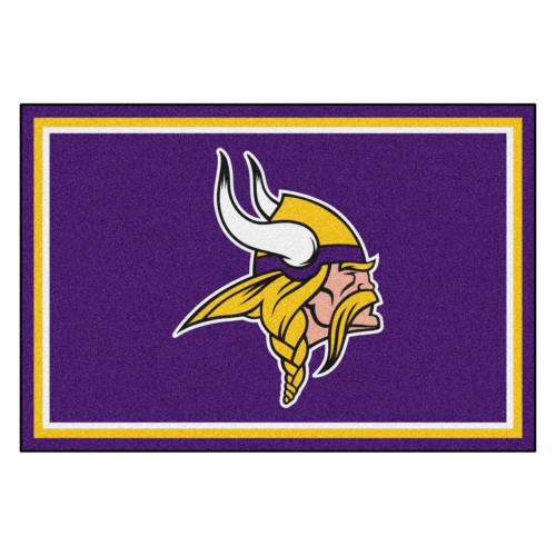 4.9' x 7.3' Purple and Yellow NFL Minnesota Vikings Ultra Plush Rectangular Area Rug - IMAGE 1