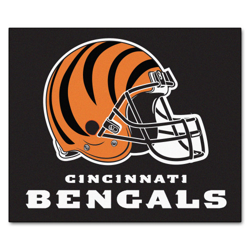 59.5" x 71" Black and Orange NFL Cincinnati Bengals Tailgater Mat Rectangular Outdoor Area Rug - IMAGE 1