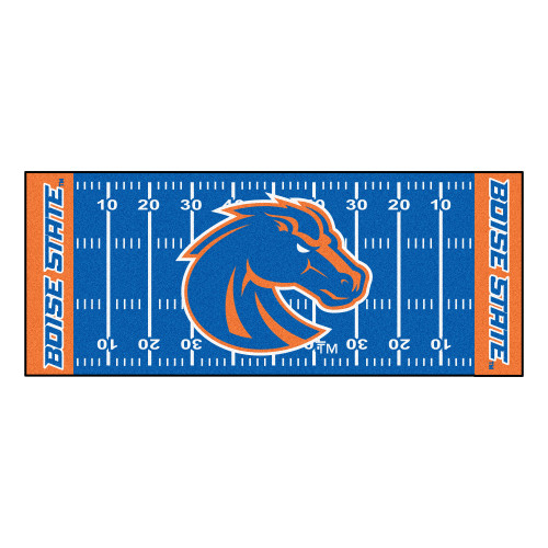 30" x 72" Blue and Orange NCAA Boise State University Broncos Football Field Mat Area Rug Runner - IMAGE 1