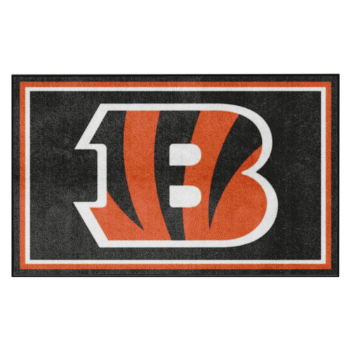 3.6' x 5.9' Black and Orange NFL Cincinnati Bengals Ultra Plush Rectangular Area Rug - IMAGE 1