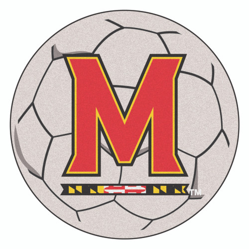 27" Red and White NCAA University of Maryland Terps Soccer Ball Mat Round Area Rug - IMAGE 1