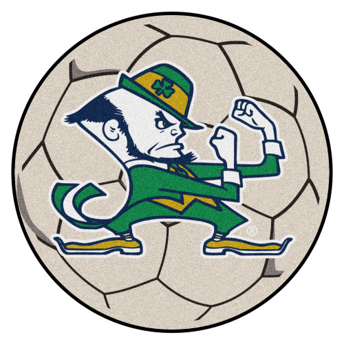 27" White and Green NCAA Notre Dame Fighting Irish Soccer Ball Round Mat - IMAGE 1