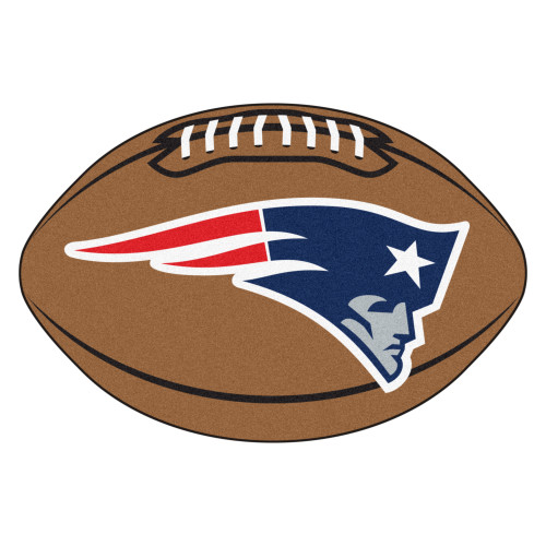 20.5" x 32.5" Brown and Blue NFL New England Patriots Football Shaped Mat Area Rug - IMAGE 1