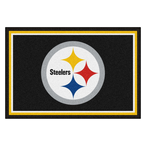 4.9' x 7.3' Black NFL Pittsburgh Steelers Plush Rectangular Area Rug - IMAGE 1