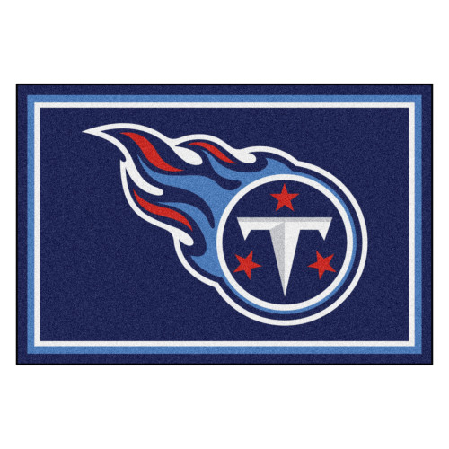 4.9' x 7.3' Blue and White NFL Tennessee Titans Ultra Plush Rectangular Area Rug - IMAGE 1