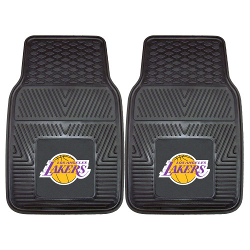 Set of 2 Black NBA Los Angeles Lakers Car Mats 17" x 27" - IMAGE 1