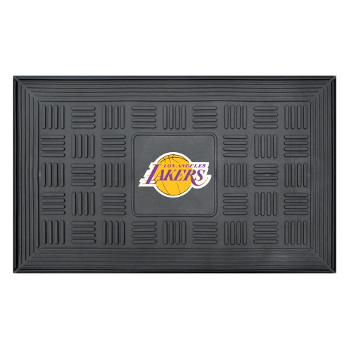19.5" x 31.25" Black and Yellow NBA Los Angeles Lakers Outdoor Door Mat - IMAGE 1