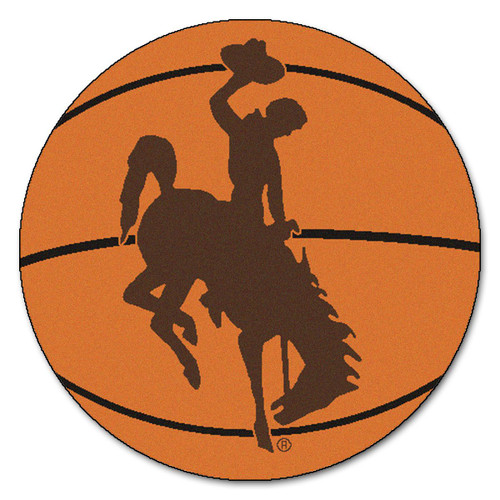 27" Orange and Brown NCAA University of Wyoming Cowboys Basketball Round Area Rug - IMAGE 1