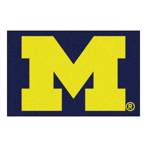 19" x 30" Blue and Yellow NCAA University of Michigan Wolverines Starter Mat Rectangular Area Rug - IMAGE 1