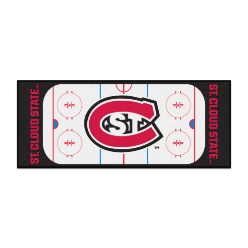 30" x 72" Black and Red NCAA St. Cloud State University Huskies Rink Mat Area Rug Runner - IMAGE 1