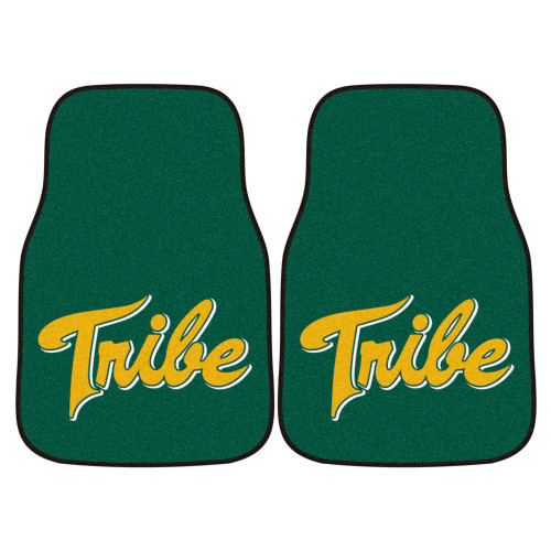 Set of 2 Green NCAA College of William and Mary The Tribe Carpet Car Mats 17" x 27" - IMAGE 1