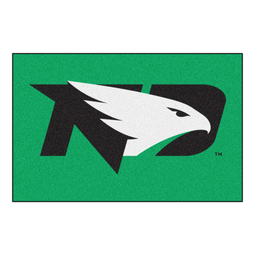 19" x 30" Green NCAA University of North Dakota Fighting Hawks Starter Mat Rectangular Area Rug - IMAGE 1