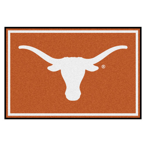 4.9' x 7.3' Orange and White NCAA University of Texas Longhorns Plush Non-Skid Area Rug - IMAGE 1