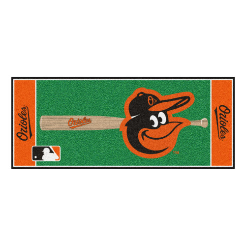 30" x 72" Orange and Green MLB Baltimore Orioles Non-Skid Baseball Mat Area Rug Runner - IMAGE 1