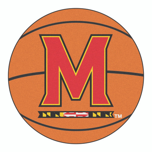 27" Red and Black NCAA University of Maryland Terps Basketball Mat Round Area Rug - IMAGE 1