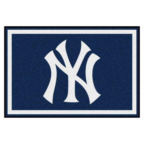 4.9' x 7.3' Blue and White MLB New York Yankees Rectangular Area Rug - IMAGE 1