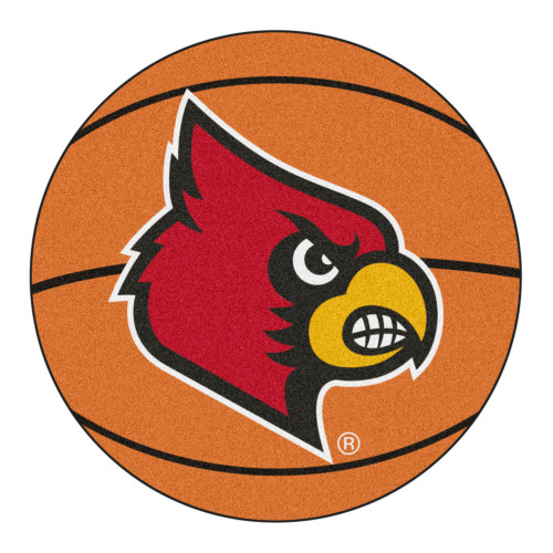 27" Orange and Red NCAA University of Louisville Cardinals Basketball Shaped Mat Area Rug - IMAGE 1