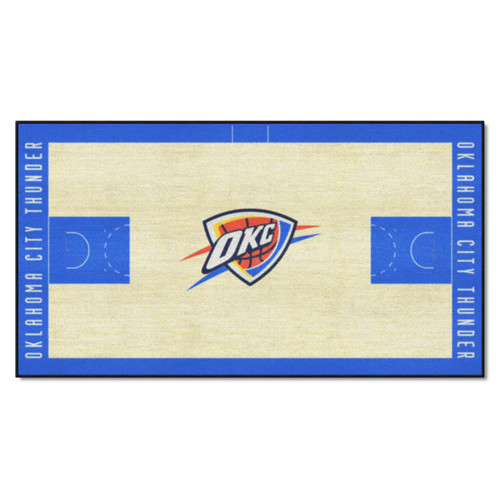 2.4' x 4.5' Blue NBA Oklahoma City Thunder Basketball Court Mat Area Throw Rug Runner - IMAGE 1