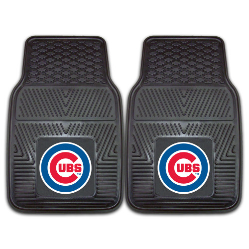 Set of 2 Black and Red MLB Chicago Cubs Car Mats 17" x 27" - IMAGE 1