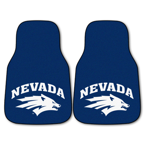 Set of 2 Blue and White NCAA University of Nevada Wolf Pack Carpet Car Mats 17" x 27" - IMAGE 1
