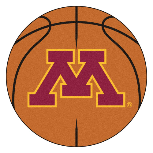 27" Orange and Pink NCAA University of Minnesota Golden Gophers Basketball Round Doormat - IMAGE 1