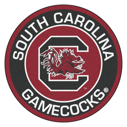 27" Red and Black NCAA University of South Carolina Gamecocks Rounded Door Mat - IMAGE 1