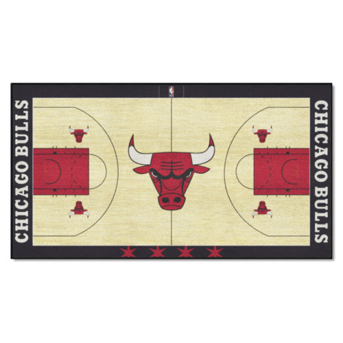 2.4' x 4.5' Black NBA Chicago Bulls Court Area Rug Runner - IMAGE 1