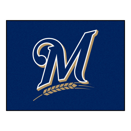 33.75" x 42.5" Blue and White MLB Milwaukee Brewers All Star Rectangular Door Mat - IMAGE 1