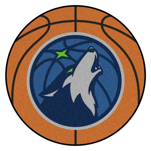 27" Orange and Blue NBA Minnesota Timberwolves Basketball Round Doormat - IMAGE 1