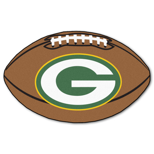 20.5" x 32.5" Brown and White NFL Green Bay Packers Football Shape Mat - IMAGE 1