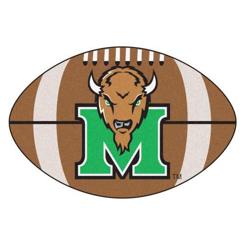 20.5" x 32.5" Brown and White NCAA Marshall University The Thundering Herd Football Mat - IMAGE 1