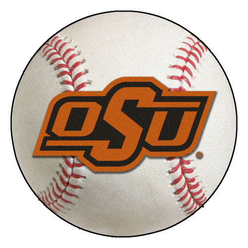 27" White and Black NCAA Oklahoma State University Cowboys Baseball Mat - IMAGE 1