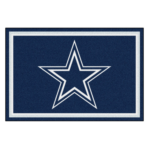 4.9' x 7.3' Blue and White NFL Dallas Cowboys Rectangular Plush Area Rug - IMAGE 1