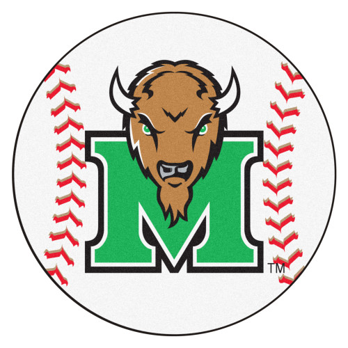 27" Green and White NCAA Marshall University The Thundering Herd Baseball Mat - IMAGE 1