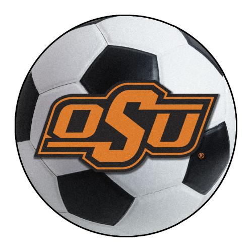 27" White and Black NCAA Oklahoma State University Cowboys Soccer Ball Mat - IMAGE 1
