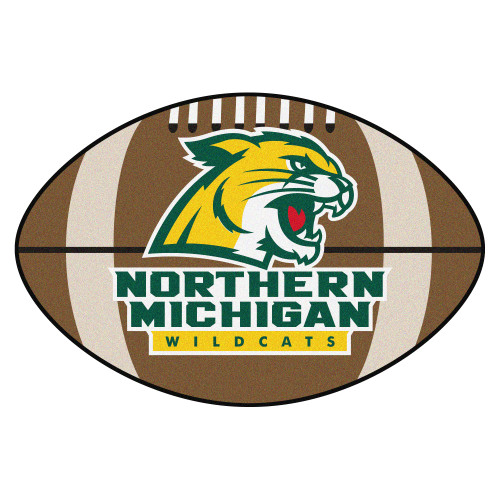 NCAA Northern Michigan University Wildcats Football Shaped Mat Area Rug - IMAGE 1