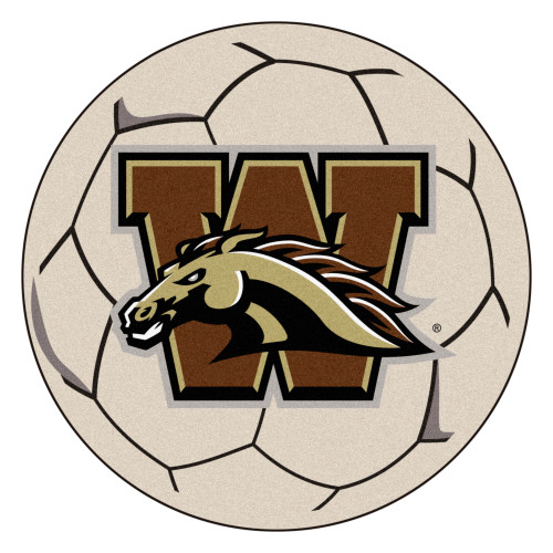 27" Brown and White NCAA Western Michigan University Broncos Soccer Ball Mat - IMAGE 1