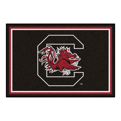 4.9' x 7.3' Black NCAA University of South Carolina Gamecocks Ultra Plush Rectangular Area Rug - IMAGE 1