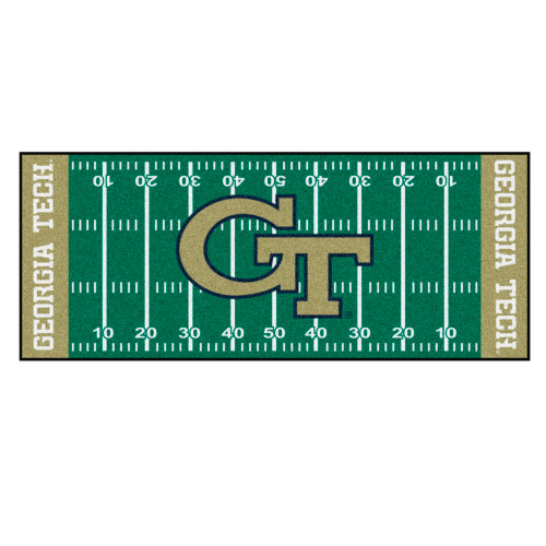 2.5' x 6' Green NCAA Georgia Tech Yellow Jackets and Ramblin Wreck Mat Area Rug Runner - IMAGE 1